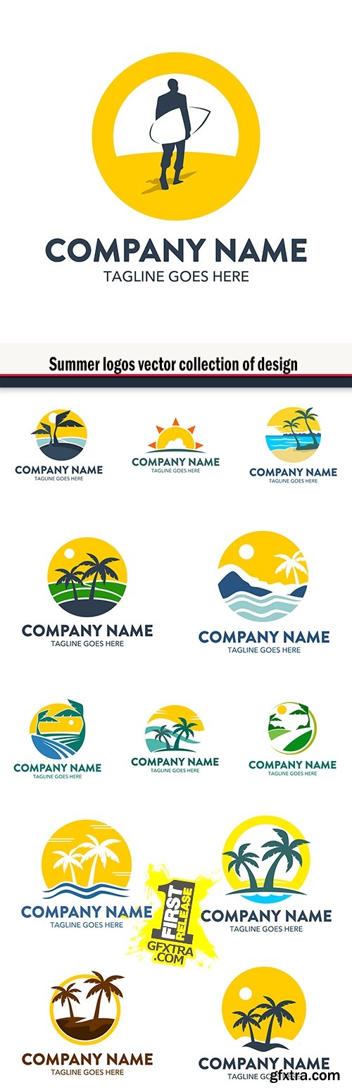 Summer logos vector collection of design