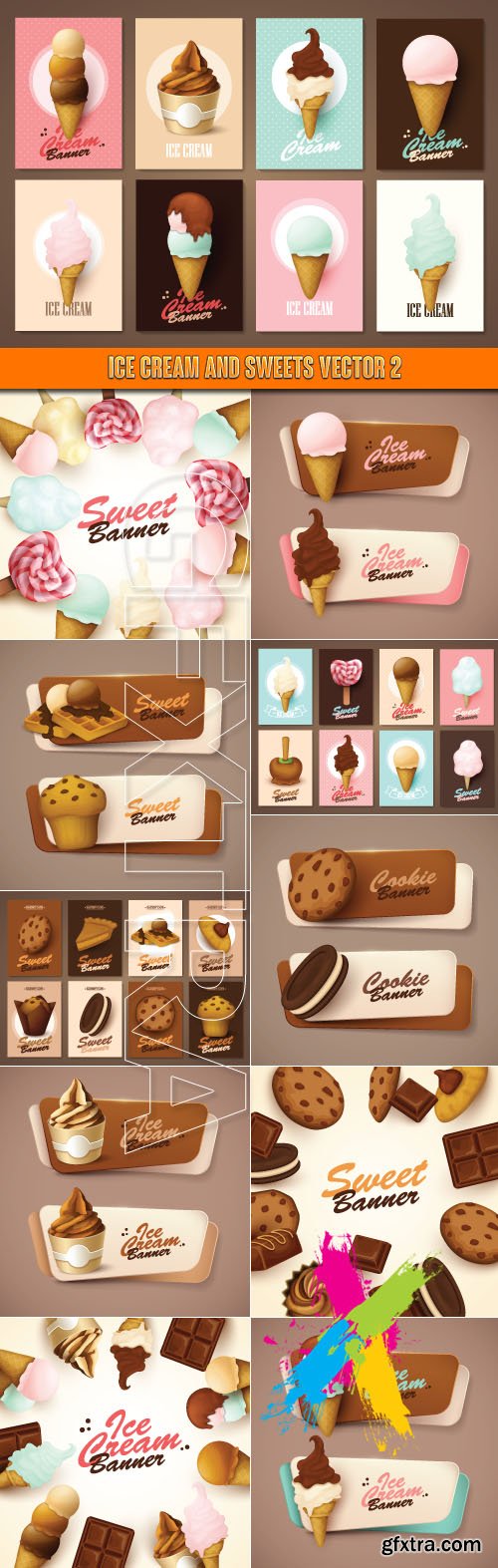 Ice cream and sweets vector 2