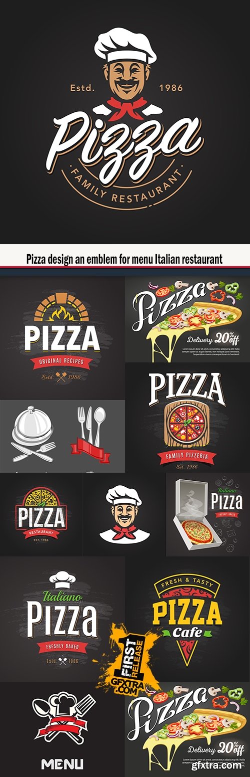 Pizza design an emblem for menu Italian restaurant