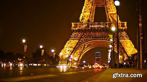 Traffic Passes By Eiffel Tower In Paris Tl 4K