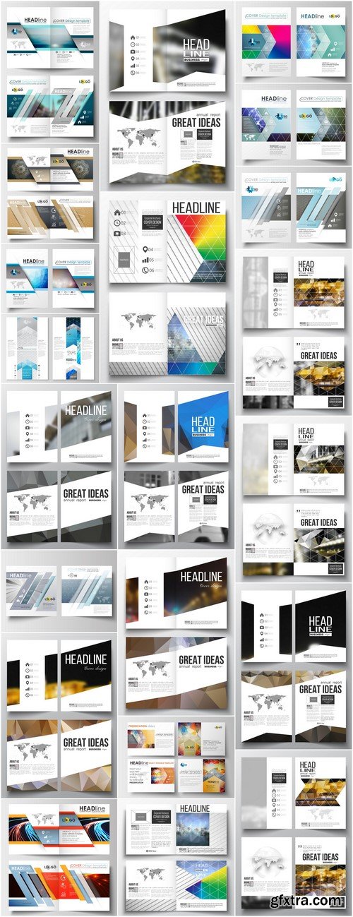 Set of business templates for brochure Colorful polygonal background 21X EPS