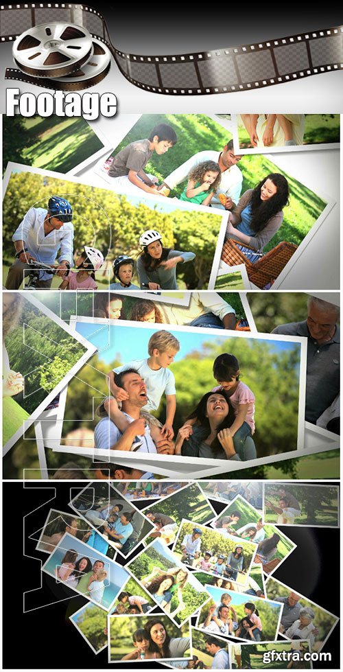 Video footage Instant photos of family park scenes
