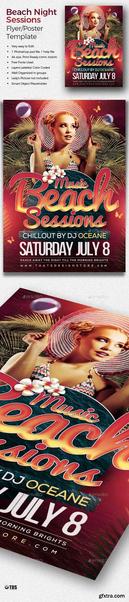 GR - Beach Night Sessions Flyer Template 19841916