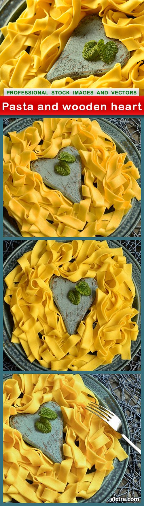 Pasta and wooden heart - 4 UHQ JPEG