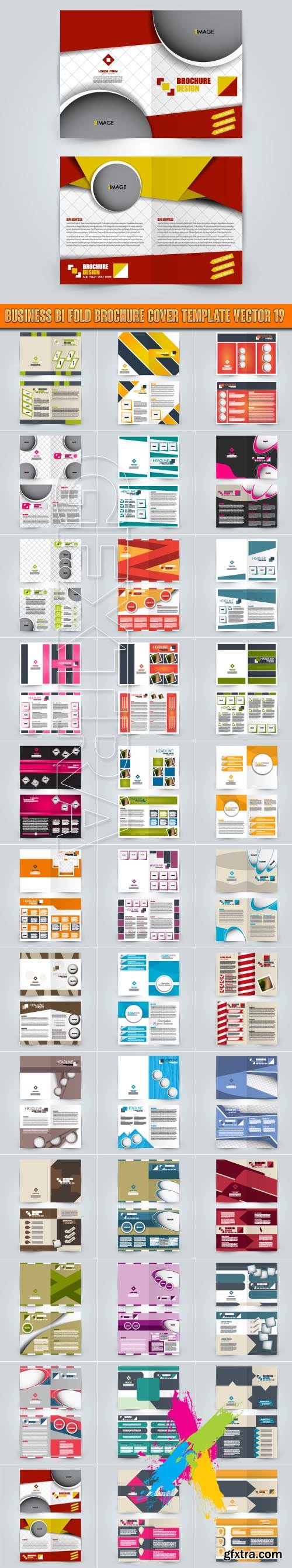 Business bi fold brochure cover template vector 19