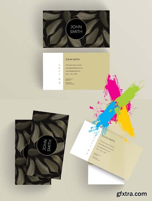 CM - Golden Leaves Business Card Template 1488973