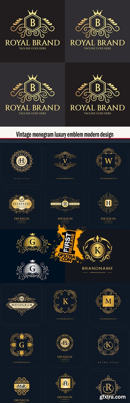 Vintage monogram luxury emblem modern design