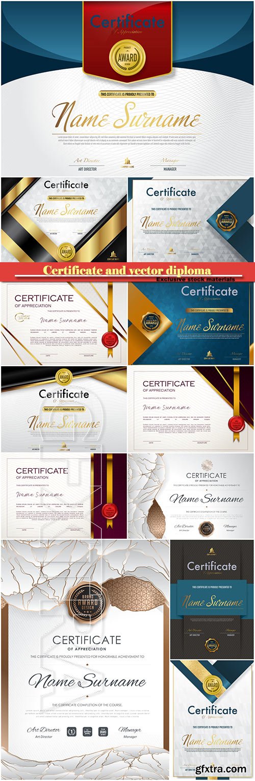 Certificate and vector diploma design template #10