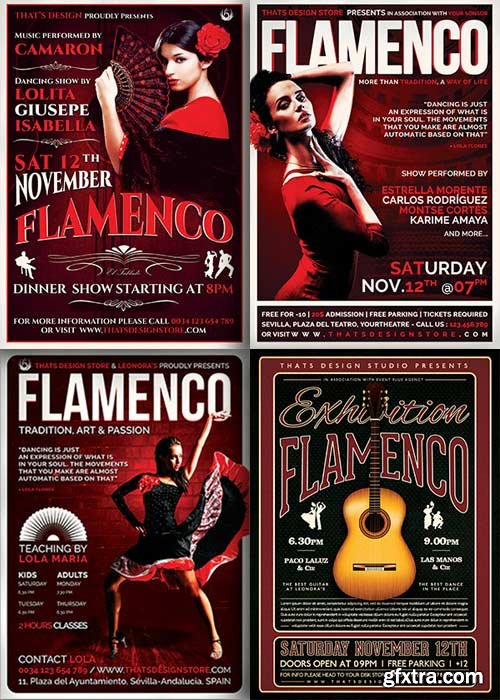 Flamenco Party 4in1 V1 Flyer Template