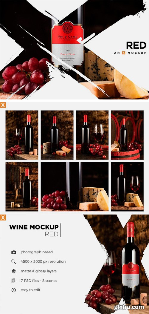 CM 1407158 - Cellar Wine Mockup - Bordeaux Red