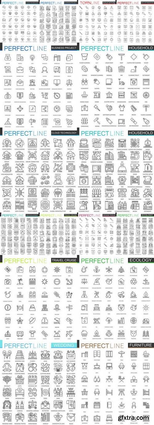 Thin Line Web Icons Set