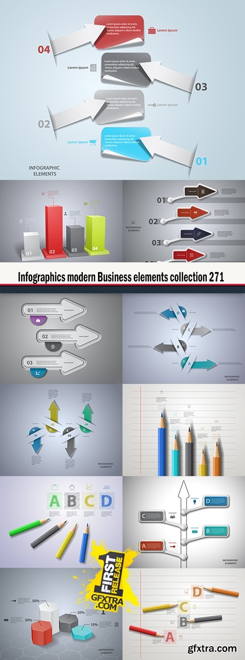 Infographics modern Business elements collection 271