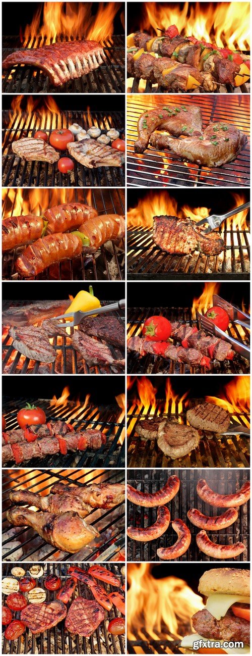 Grilled meats and vegetables 14X JPEG