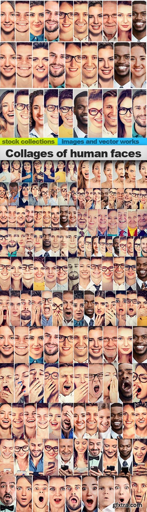 Collages of human faces, 15 x UHQ JPEG