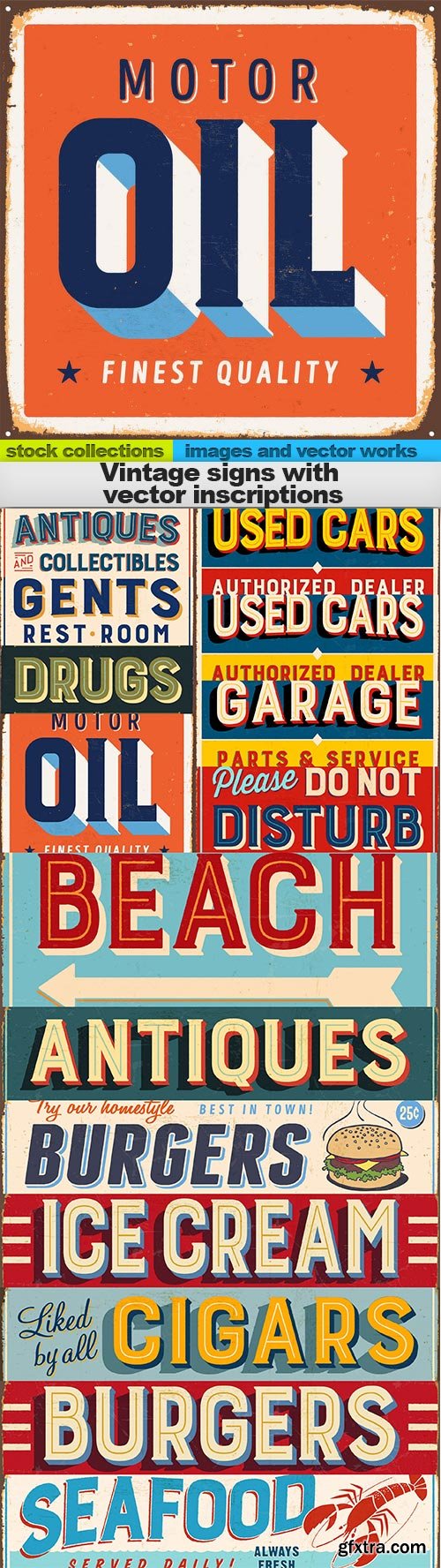 Vintage signs with vector inscriptions, 15 x EPS