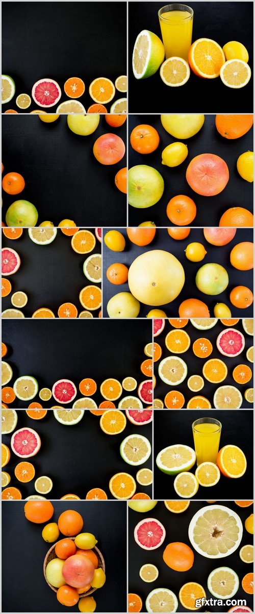 Citrus on black background 12X JPEG
