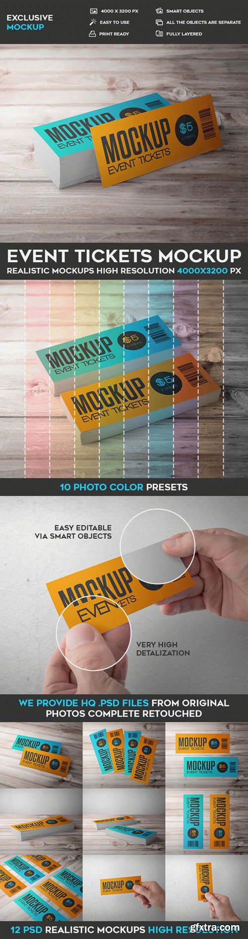 Event Tickets – 12 PSD Mockups