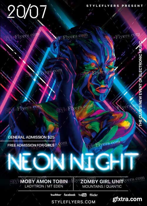 Neon Night V21 PSD Flyer Template