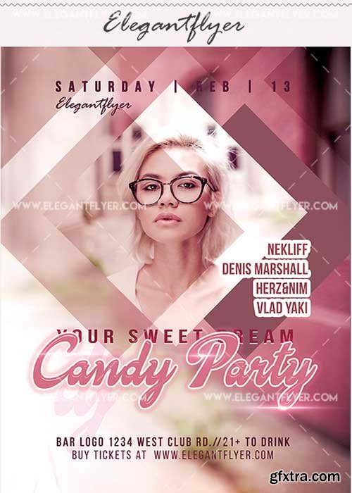 Candy Party V19 Flyer PSD Template + Facebook Cover