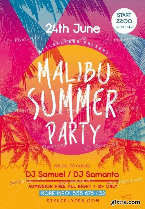 Malibu Summer Party PSD Flyer Template
