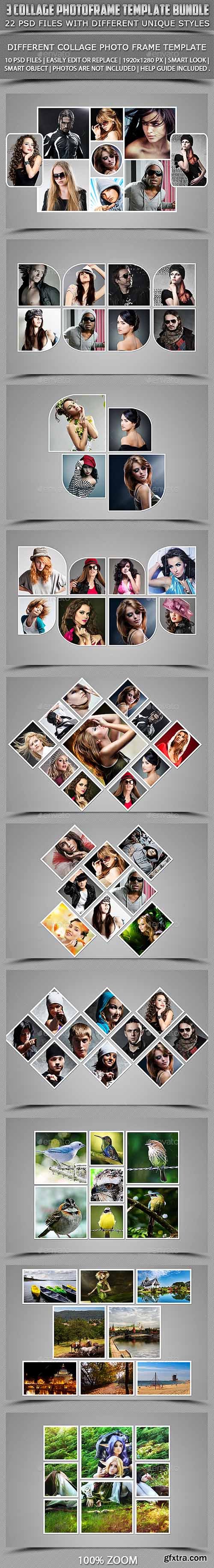 Graphicriver 3 Collage Photo Frame Template Bundle 19596991