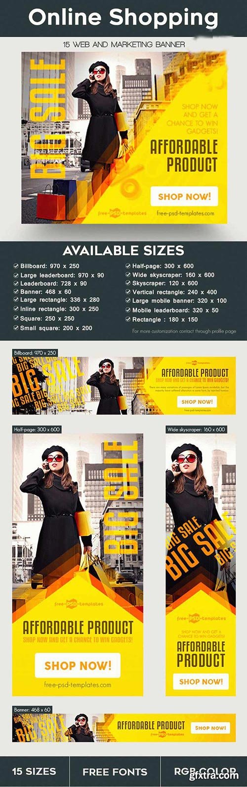 Online Shopping Banner in PSD Template