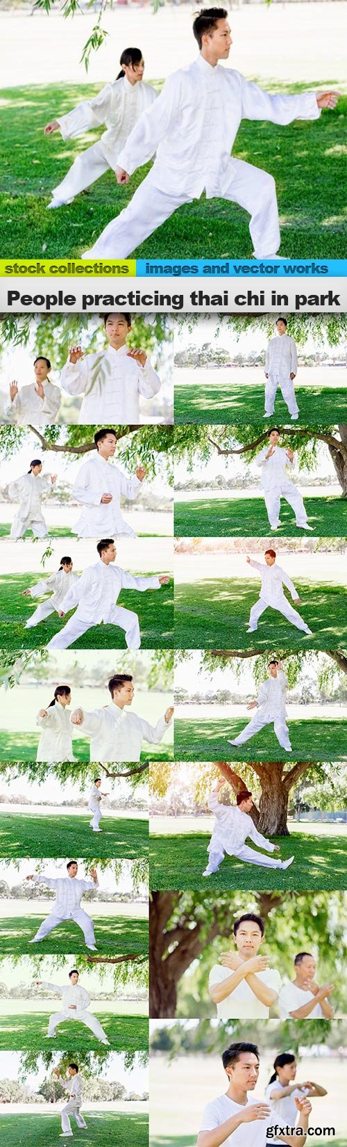 People practicing thai chi in park, 15 x UHQ JPEG