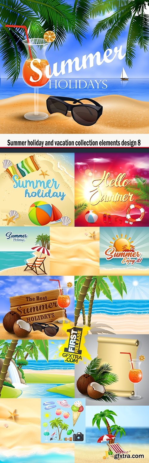 Summer holiday and vacation collection elements design 8
