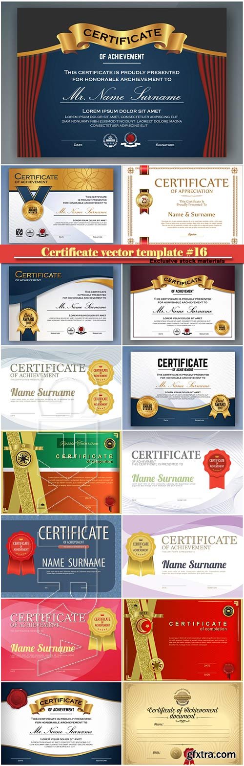 Certificate and vector diploma design template #16