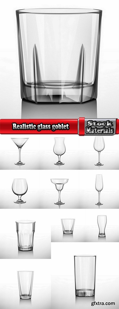 Realistic glass goblet wine glass cup 12 EPS