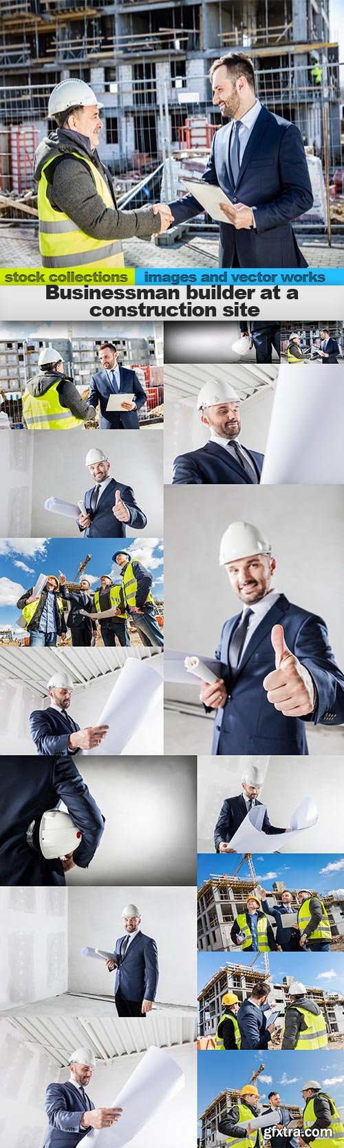 Businessman builder at a construction site, 15 x UHQ JPEG