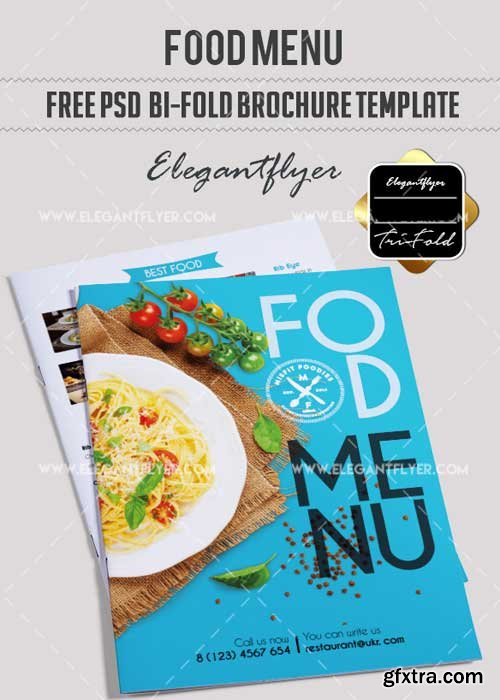 Cafe Menu V20 Bi-Fold PSD Brochure Template Food Menu