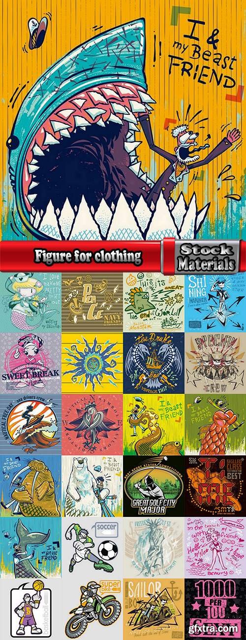 Figure for clothing stamp on T-shirt flyer banner 25 EPS