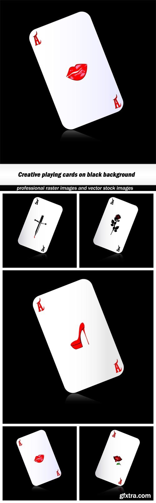 Creative playing cards on black background - 5 EPS