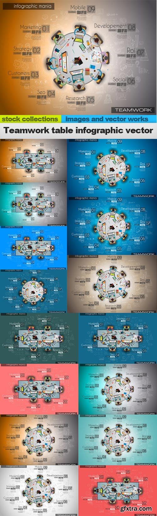 Teamwork table infographic vector, 15 x EPS