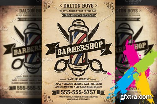 CM - Vintage Barber Shop Flyer Template 1444609