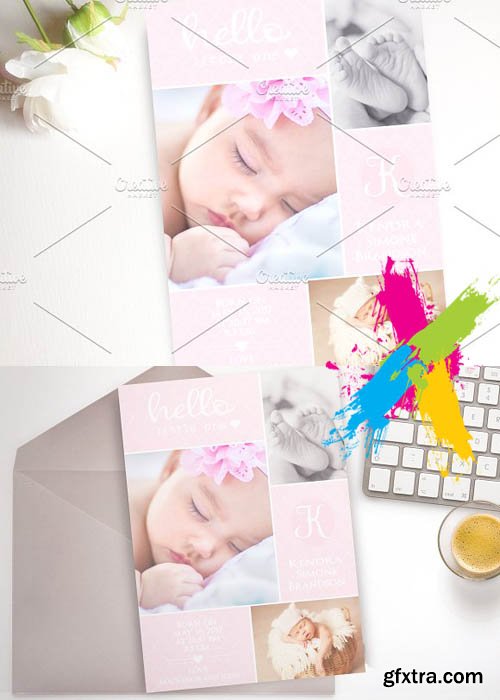 CM - Baby Pink birth announcement card 1544238
