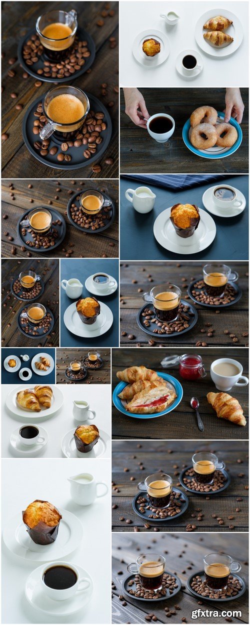 Croissant jam coffee Traditional breakfast 15X JPEG
