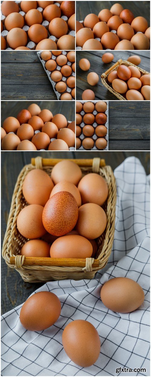 Chicken eggs on wooden background 7X JPEG