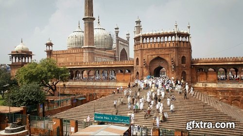People leaving the jama masjid friday mosque after the friday prayers old