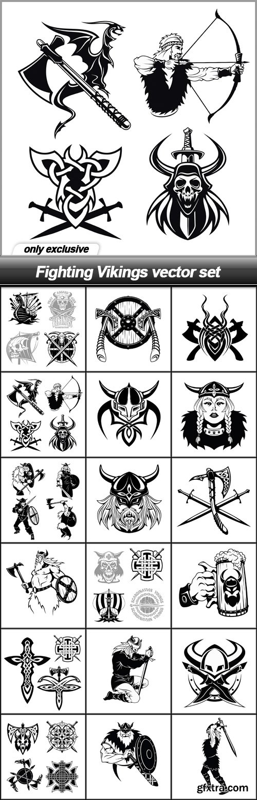 Fighting Vikings vector set - 18 EPS