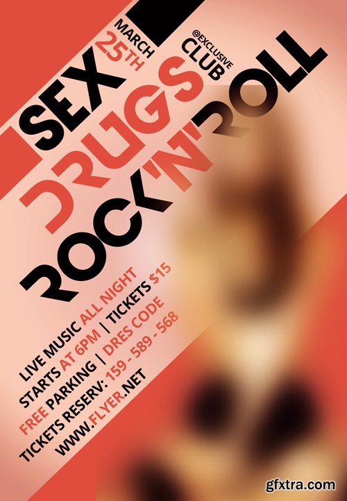 Sex, Drugs, Rock n Roll - Premium A5 Flyer Template