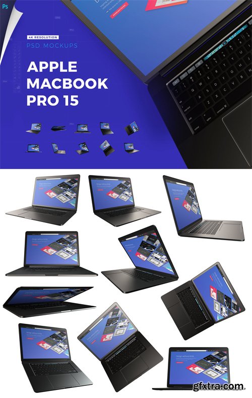 Apple Macbook Pro 15 with Touchbar - 4K Mockups