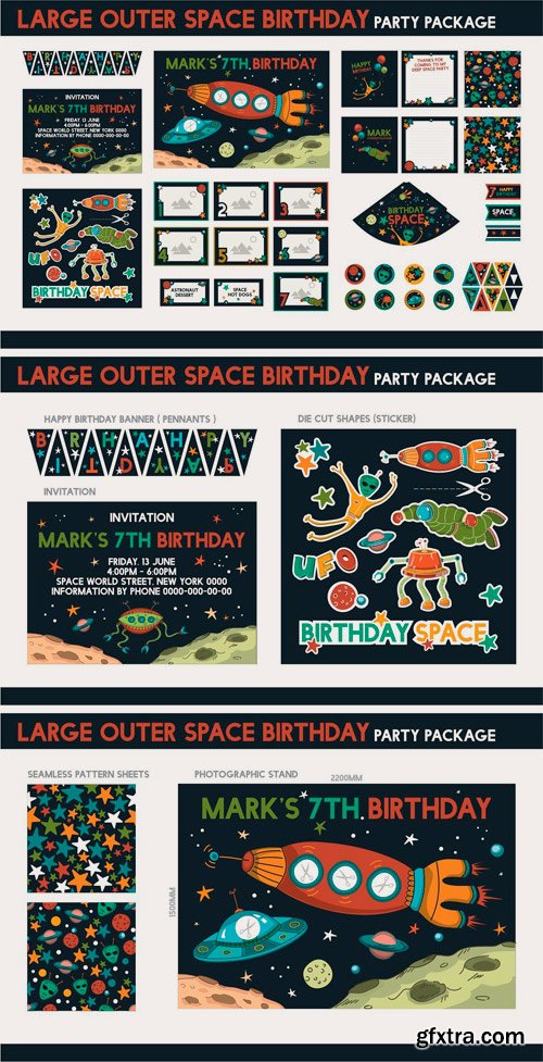 CM 1500043 - Space Birthday Party Package Set