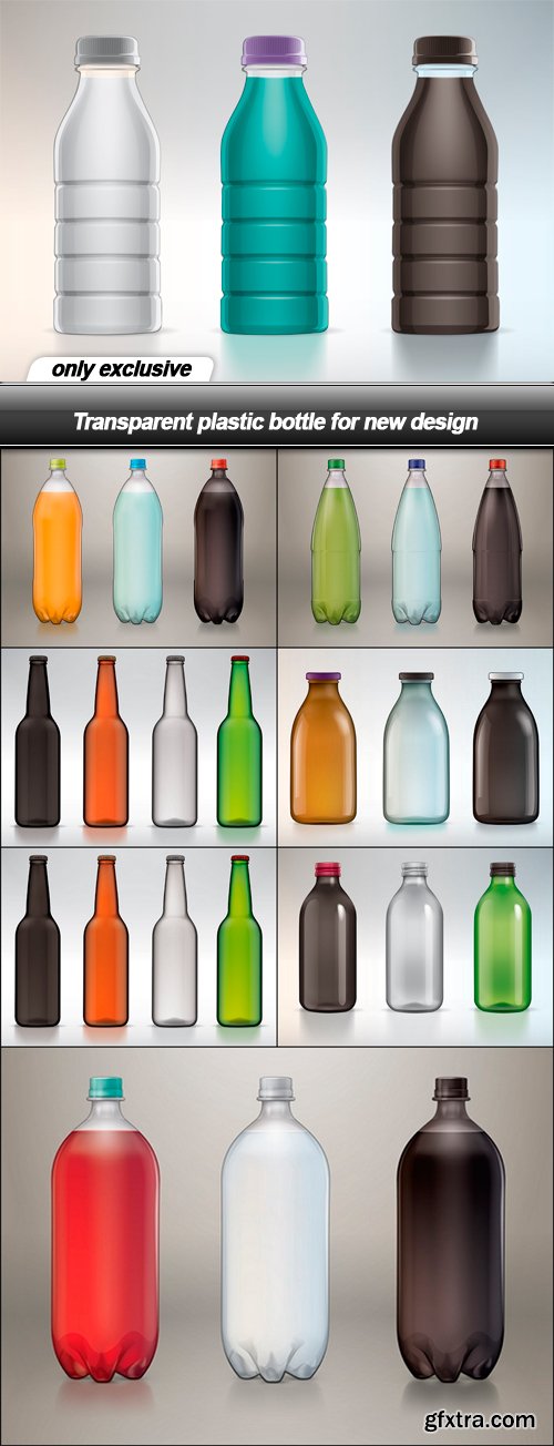 Transparent plastic bottle for new design - 8 EPS