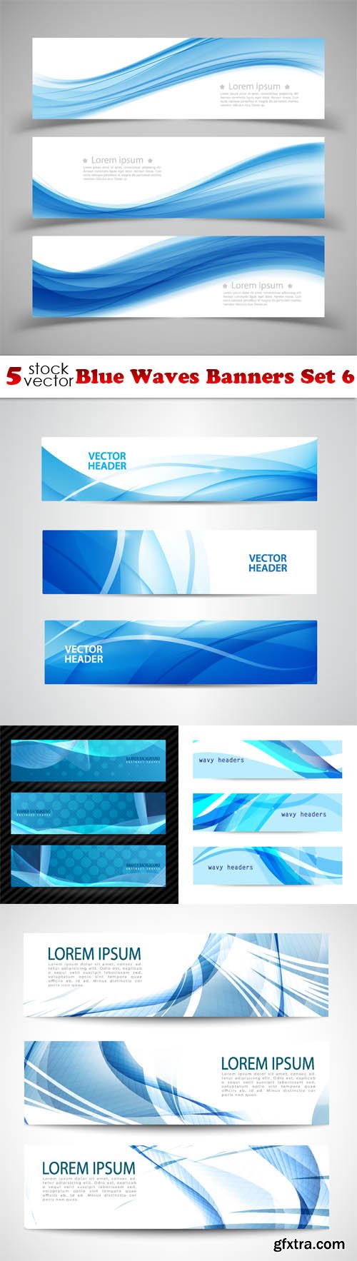 Vectors - Blue Waves Banners Set 6