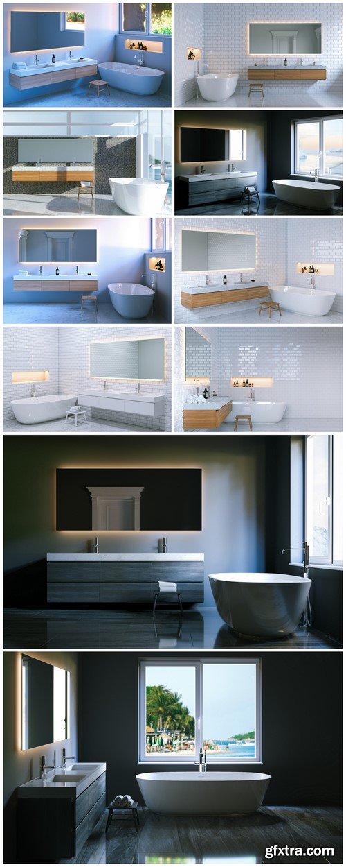 Minimalist elegance bathroom interior 3d render 10X JPEG