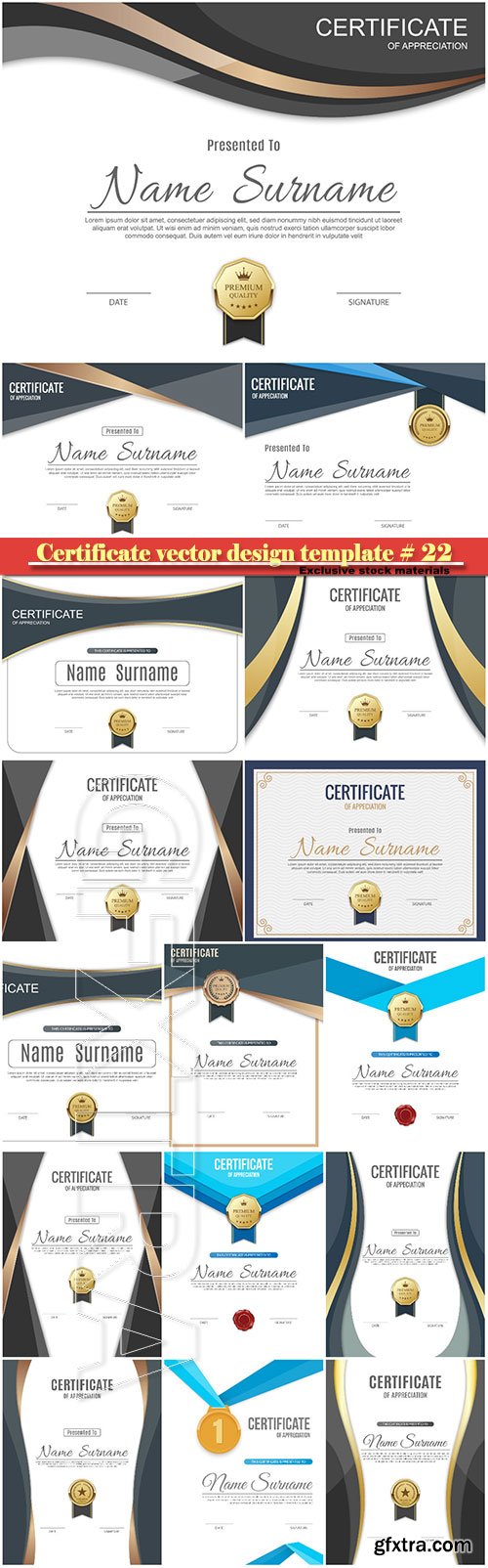 Certificate and vector diploma design template # 22