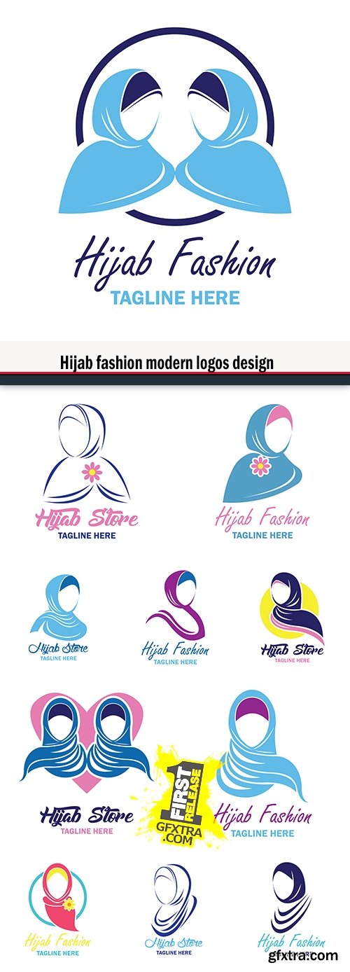 Hijab fashion modern logos design