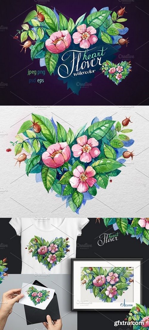 CM - Watercolor flower heart 1285303